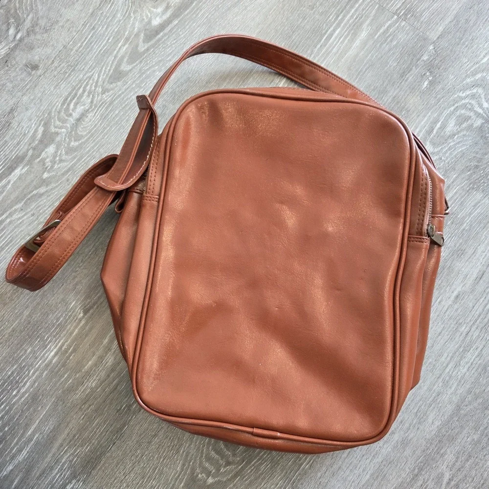 Vintage Restored Samsonite Leather Multi-Pocket Shoulder Travel Bag